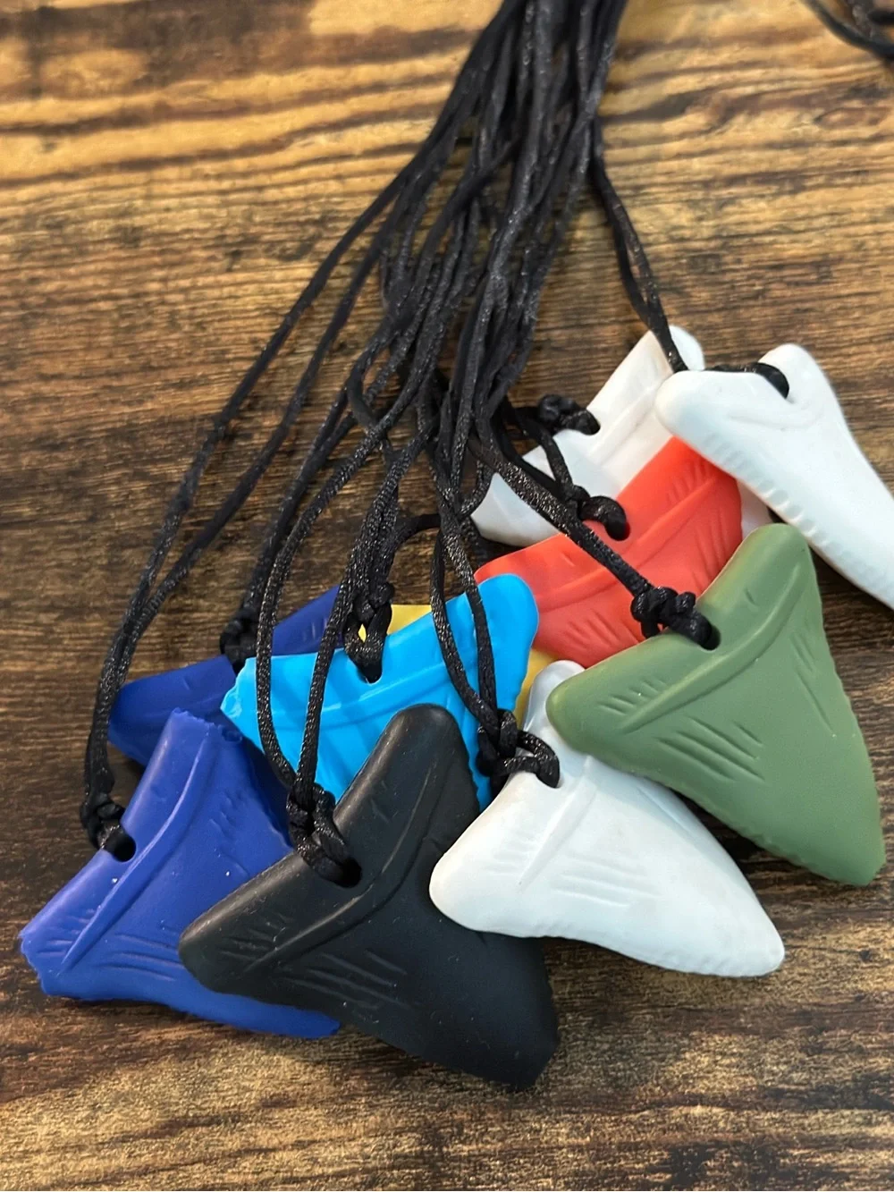 10 Chewy Silicone Necklaces Colorful OT Sensory School Shark Teeth ADHD READDESC